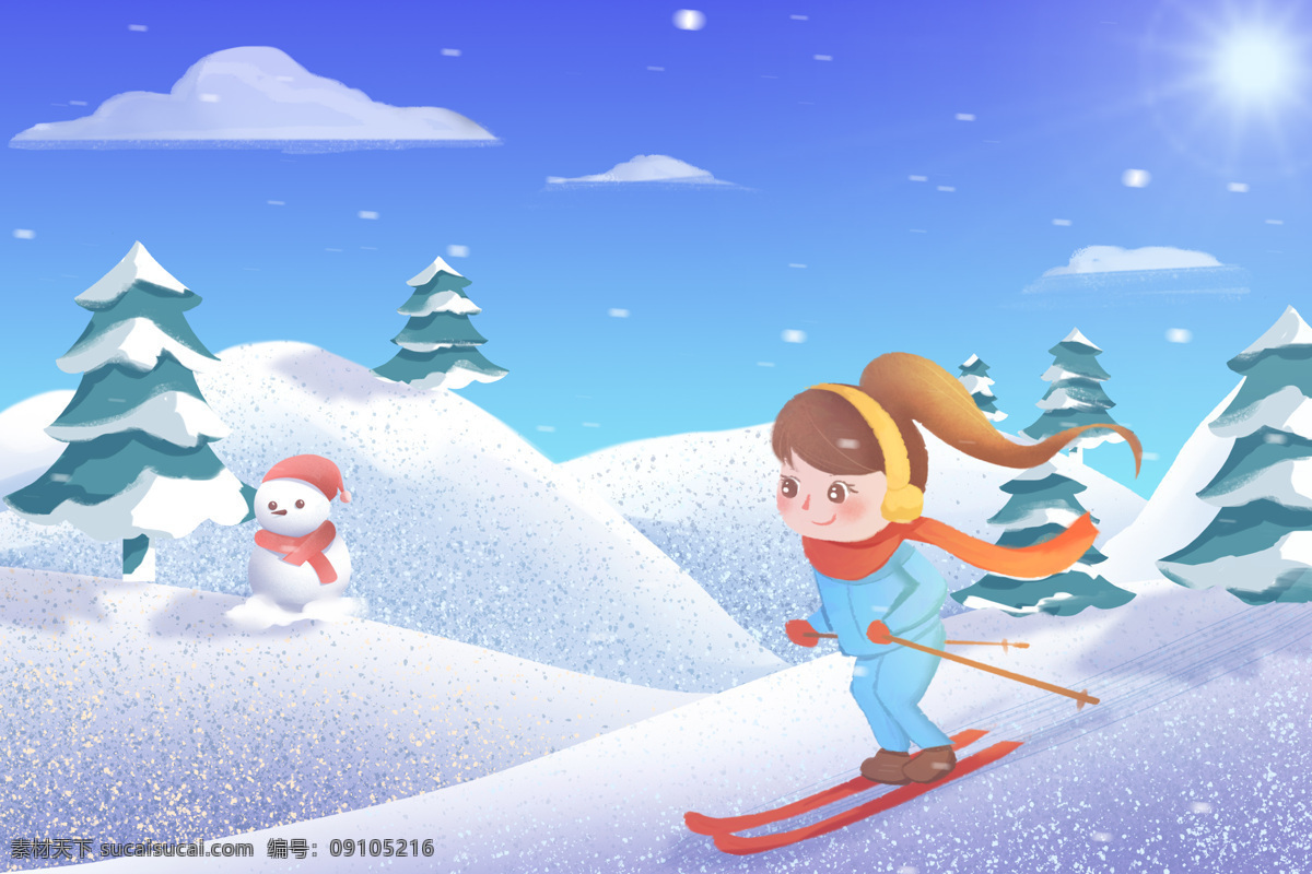 滑雪漫画图片 滑雪 漫画 娱乐 小孩子 开心 玩耍 卡通漫画 动漫动画 动漫人物