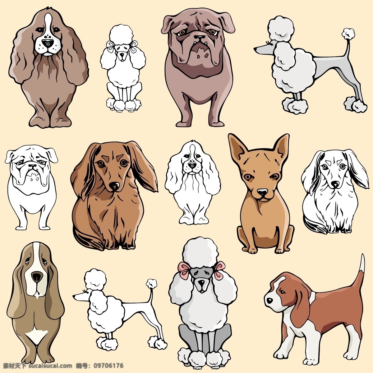 卡通 小狗 动物 可爱 矢量图 其他矢量图