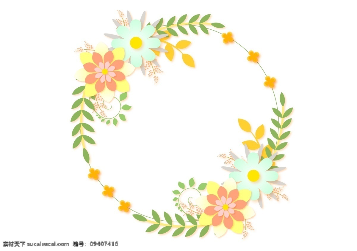 暖 色系 花环 免 抠 图 暖色系 花瓣 节庆 婚礼 小清新 组合花朵 边框 绿叶 花朵 png图 矢量图