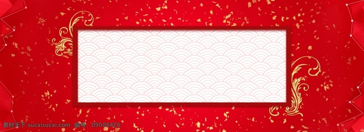 春节 新年 红色 喜庆 边框 banner 背景 线条 祥云 创意 国庆 简约 大气 线框 矩形 云朵 中国风 中国红 h5 金色