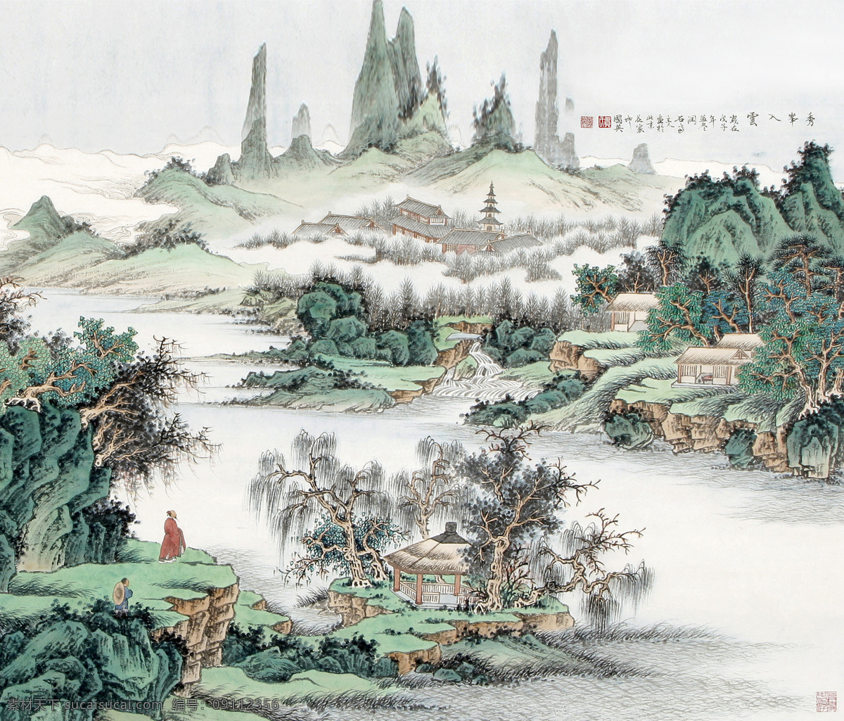 山水 国画 山水国画 中古风 古典 高清 古画 壮丽山河