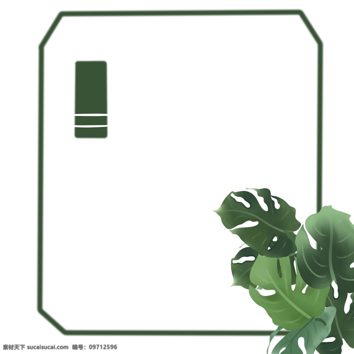 手绘 热带 植物 边框 春季 春天 简约 创意 框 春季边框 极简 绿色 叶子 线条 几何 绿植边框