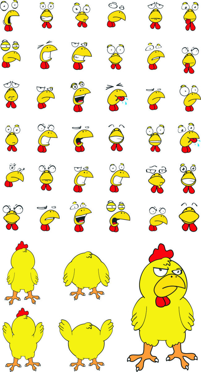 卡通 鸡 表情 卡通标志 卡通表情 卡通鸡 卡通造型 小鸡 矢量 模板下载 表情标志