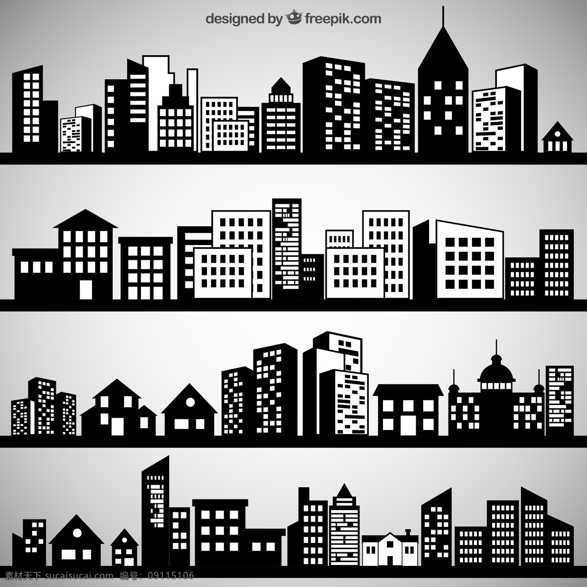 黑色城市轮廓 城市 建筑 黑色 天际线 城市景观 摩天大楼 城市规划 图标 高清 源文件