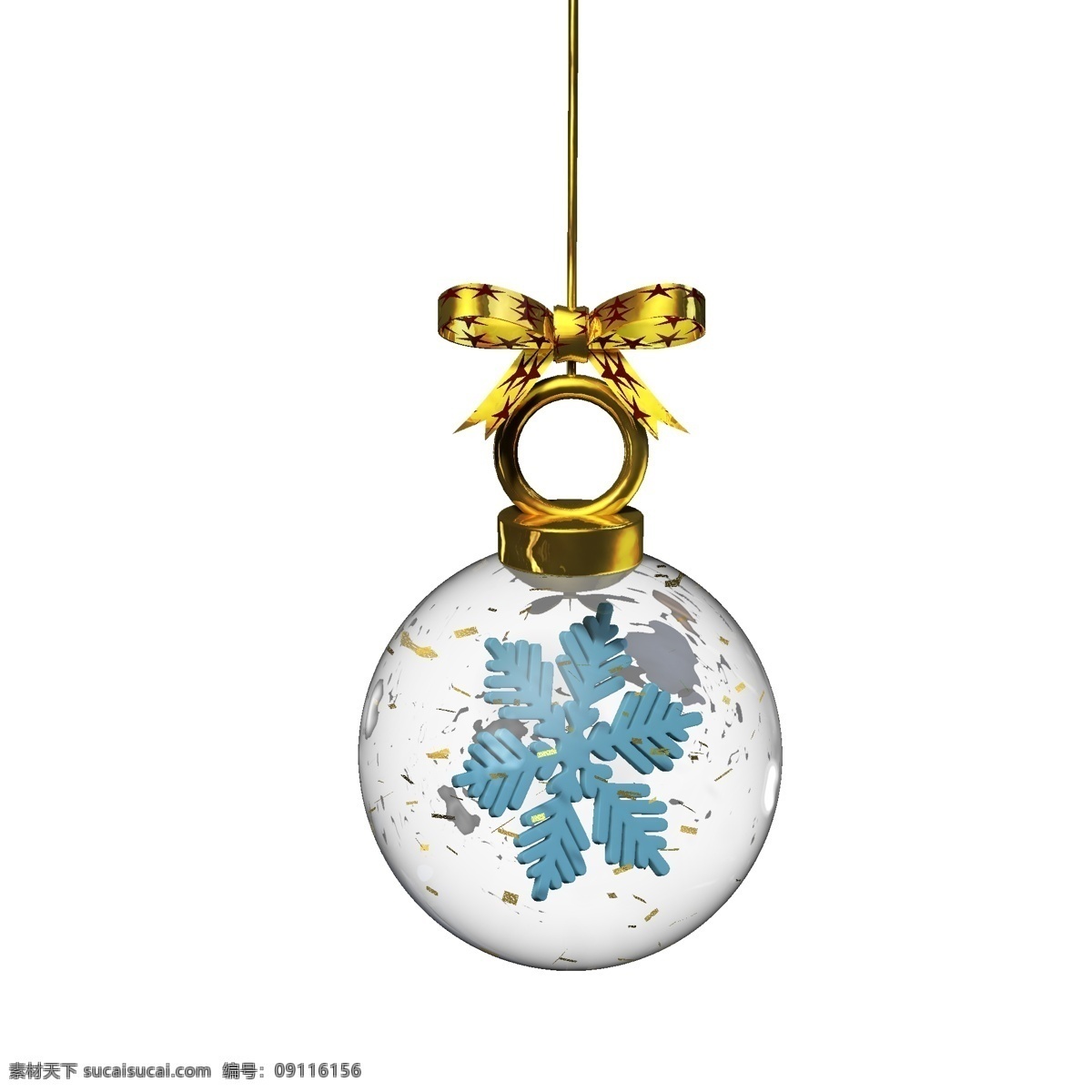 金色 圣诞 元素 水晶 玻璃球 挂件 蓝色 雪花 彩色 卡通 圣诞元素