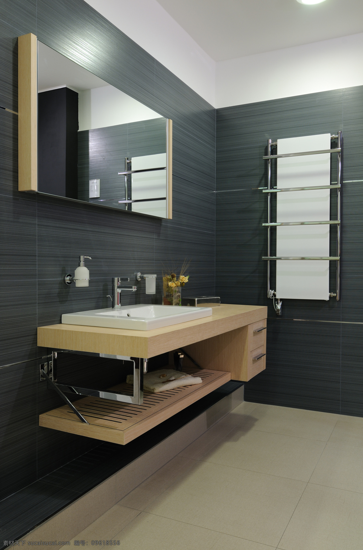 浴室 瓷砖 镜子 卫浴 洗水间 环境设计 室内设计 黑色