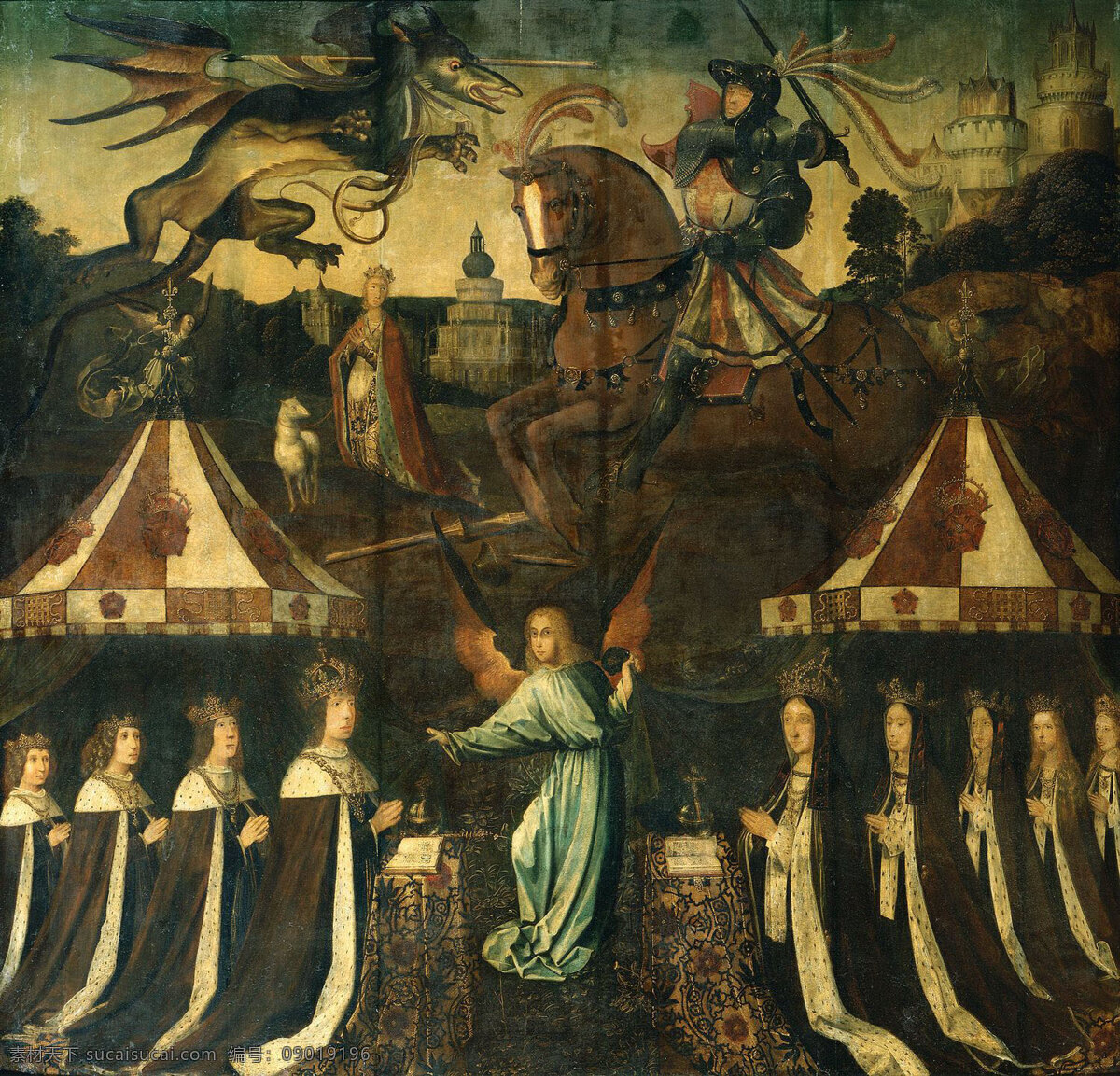 英格兰 国王 亨利 七 世 一家 亨利七世 王后 约克 伊丽莎白 天使 祈祷 王子 公主 巴洛克 时代 油画 绘画书法 文化艺术