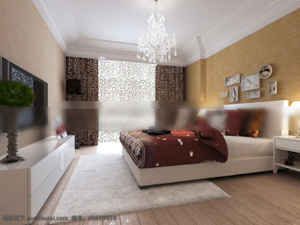 卧室 模型 3d模型下载 3dmax 田园风格模型 白色模型 灰色