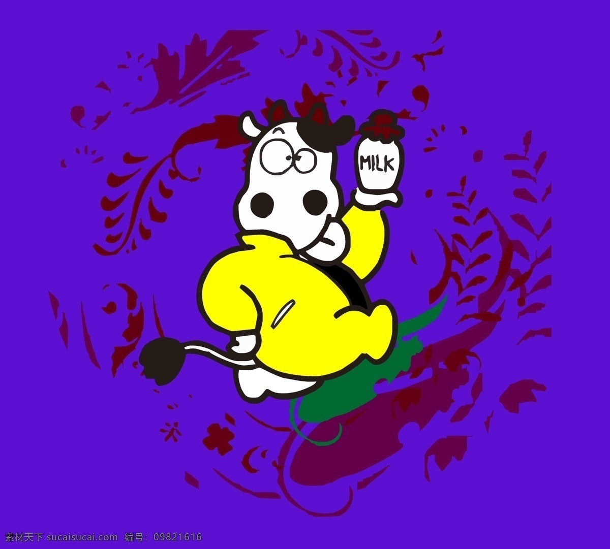 印花 矢量图 动物 服装图案 牛 色彩 印花矢量图 宝石蓝色 面料图库 服装设计 图案花型