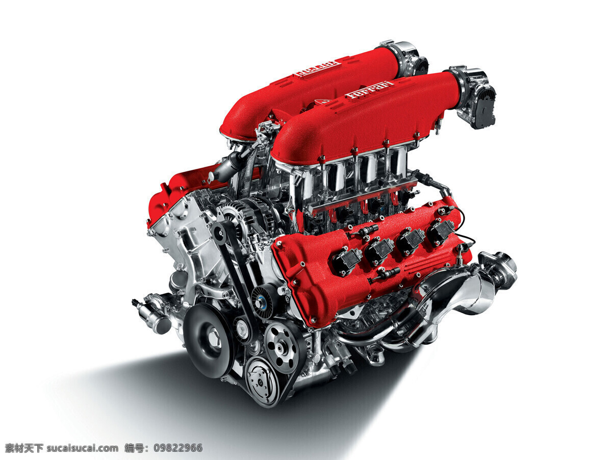 法拉利 f430 引擎 跑车 发动机 红头 红色闪电 交通工具 现代科技