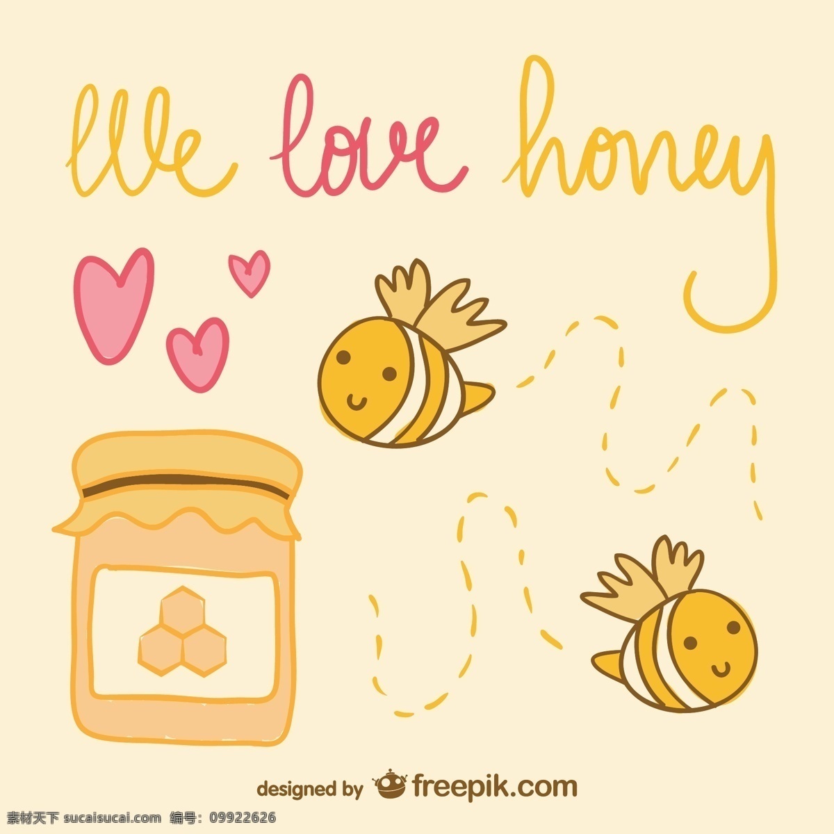可爱 蜜蜂 蜂蜜 背景 矢量 飞行 矢量图 其他矢量图