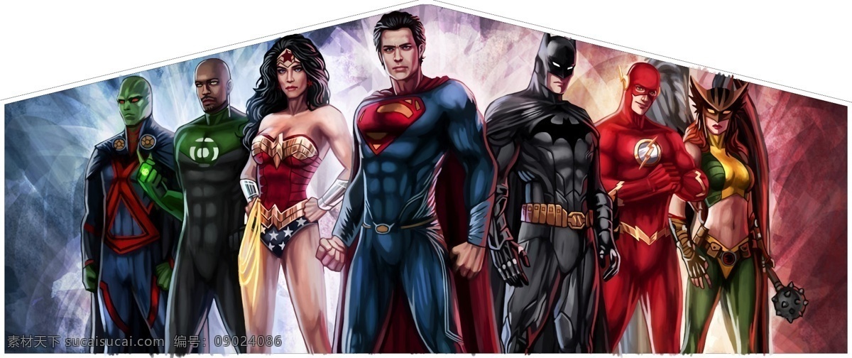 美国超人们 超人 女超人 蝙蝠侠 高清喷绘 闪电侠 绿灯侠 分层 白色