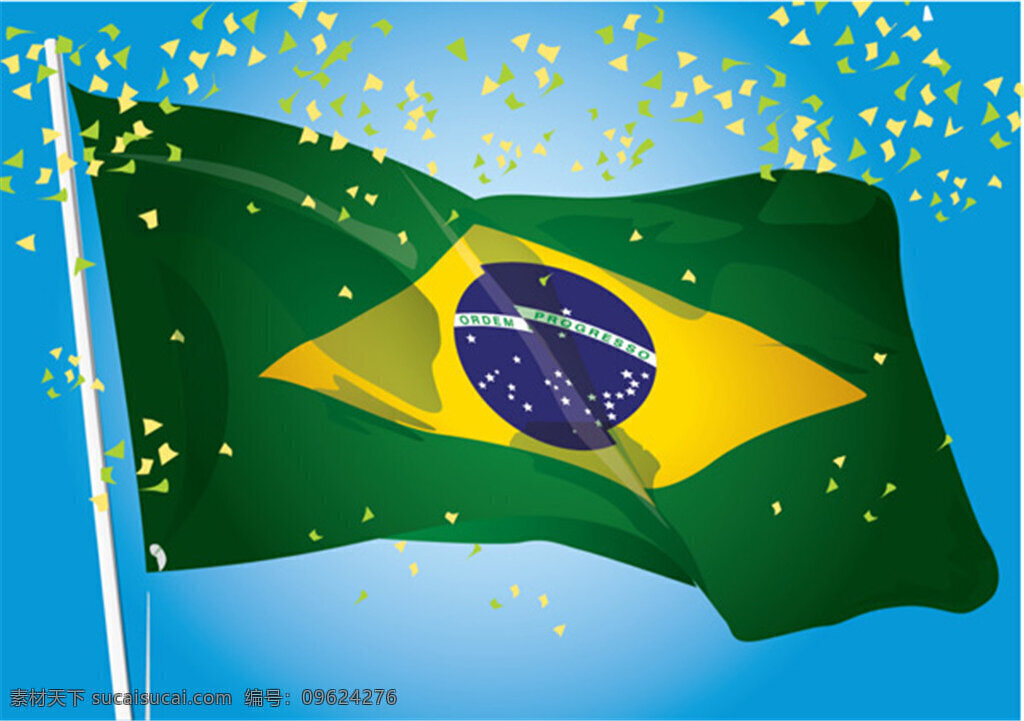 巴西国旗素材 巴西 国旗 蓝色 碎片 绿色