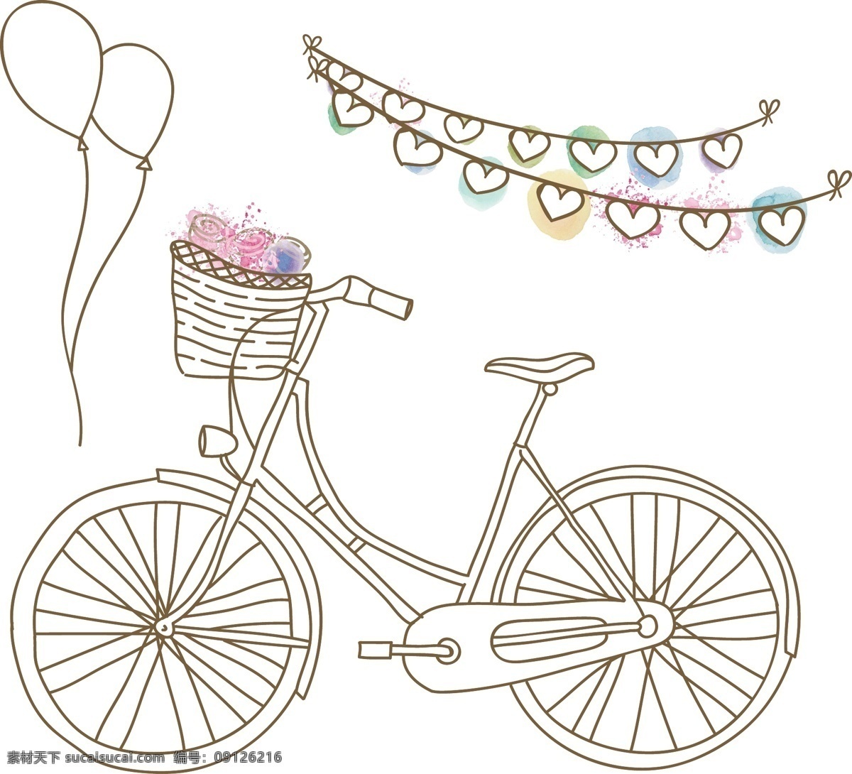 爱心 气球 单车 爱情 结婚 情人节 矢量 爱心气球 气球单车 气球自行车 爱心自行车 自行车 结婚自行车 情人节自行车 结婚庆素材 生活百科 学习用品