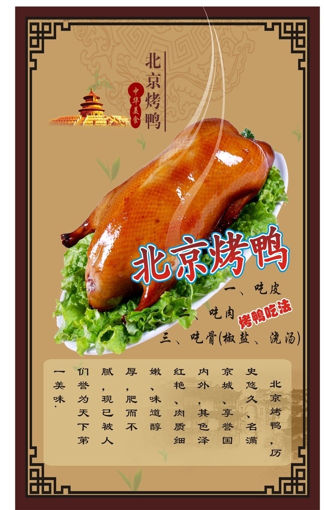 北京烤鸭 烤鸭 北京 美味 鸭子 美食 享誉世界 烤鸭吃法 历史积淀