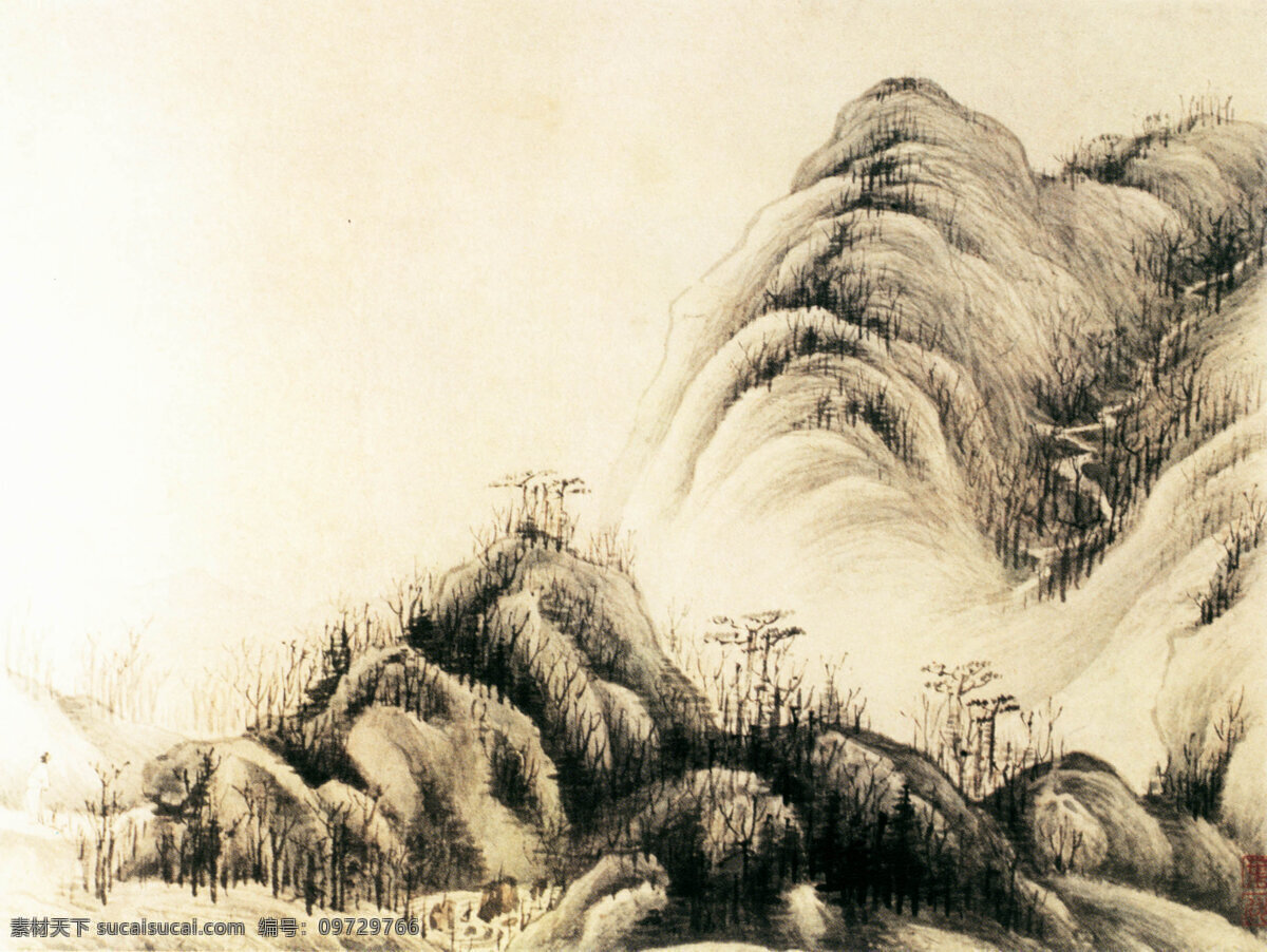 山免费下载 古典 古画 古人 画 名人 山 山水 山水画 书 书法 水 树 章 印章 水墨