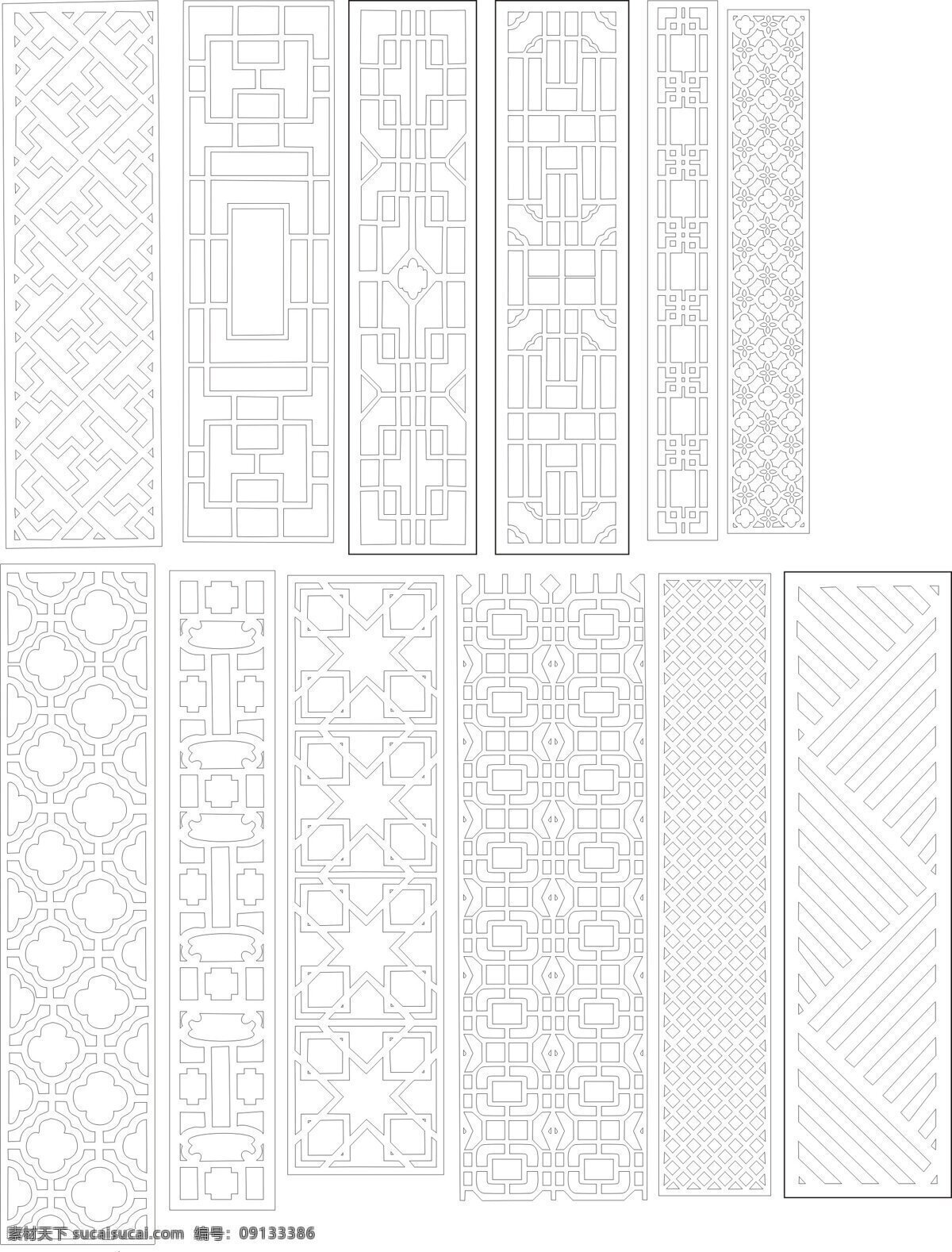 镂空装饰 镂空隔断雕刻 矢量 建筑装饰 矢量cdr 设计素材 三维模型 白色