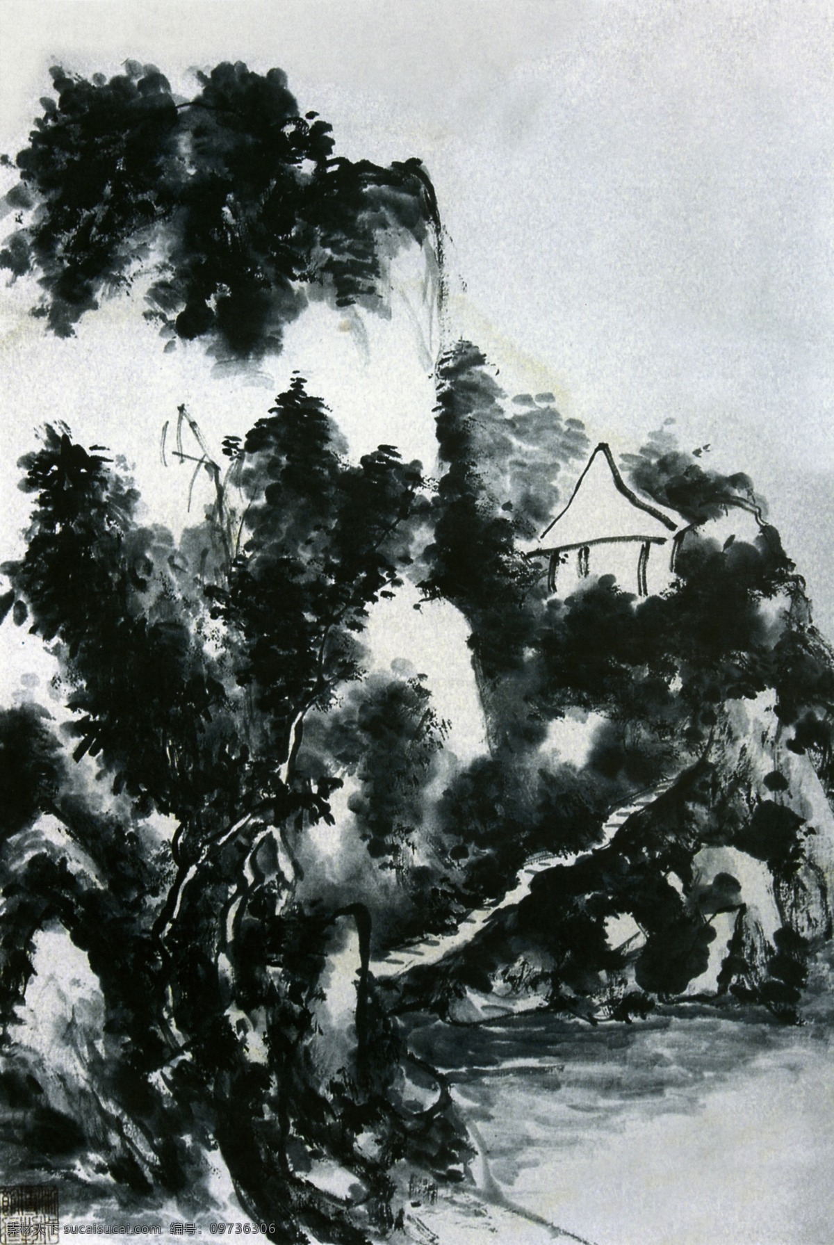 山水画 背景 临摹 色彩 书法 水墨 作品 杰作 黄宾虹作品