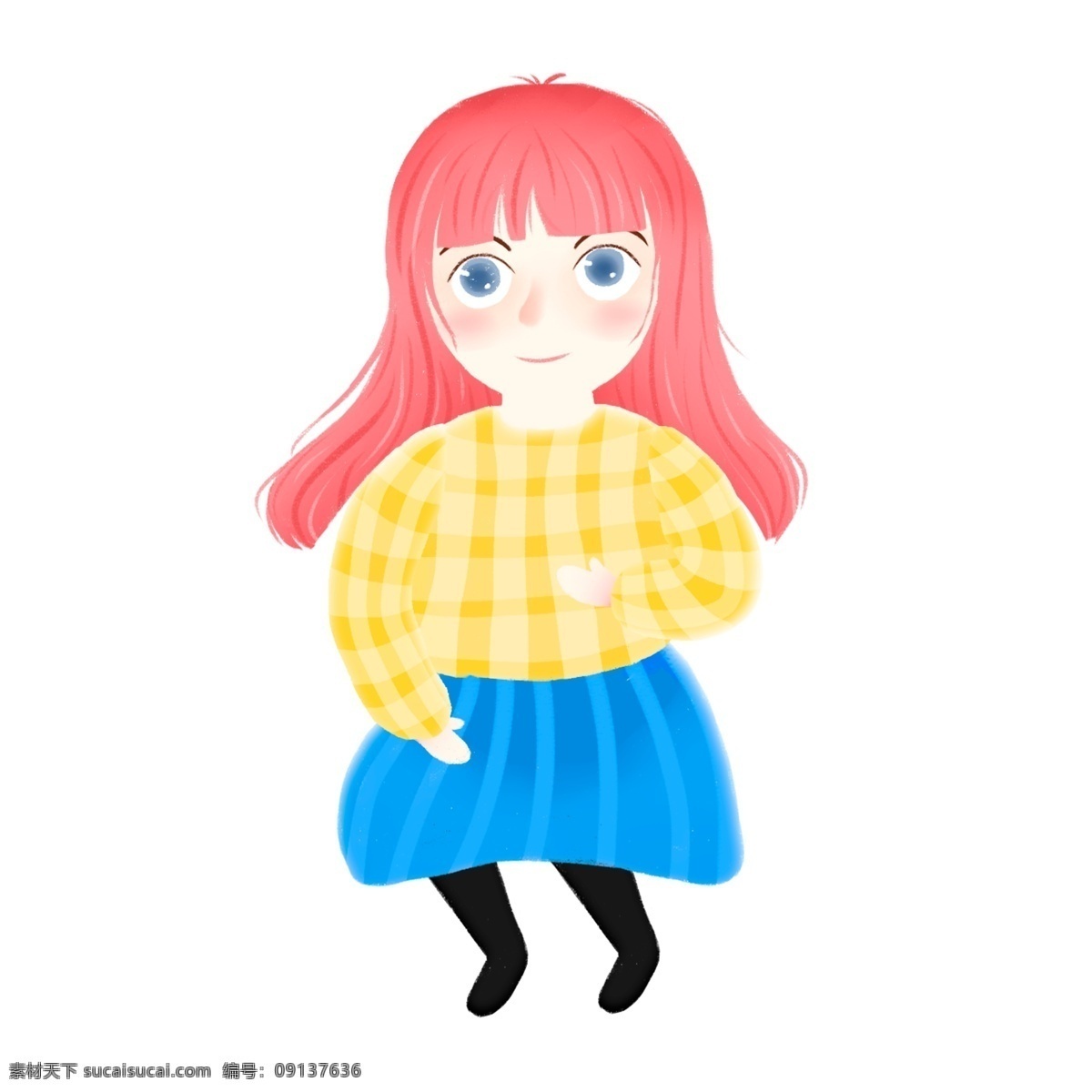 梦幻 可爱 小女孩 商用 元素 卡通 彩色 女孩 手绘 儿童 人物插画