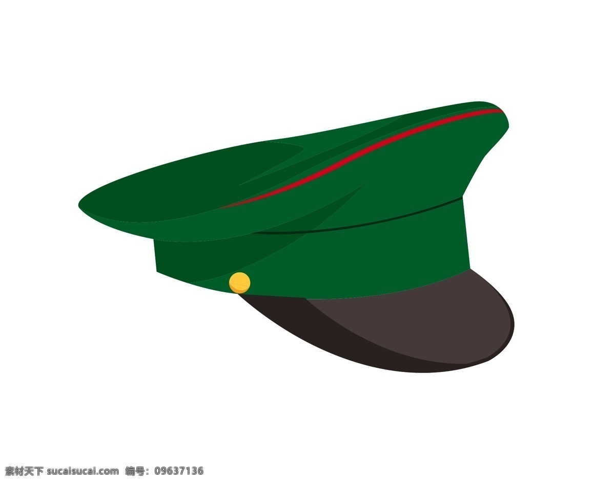 绿色 军事 帽子 插图 军事帽子 绿色帽子 红色线条 漂亮的帽子 精致的帽子 装饰的帽子 卡通军事帽子