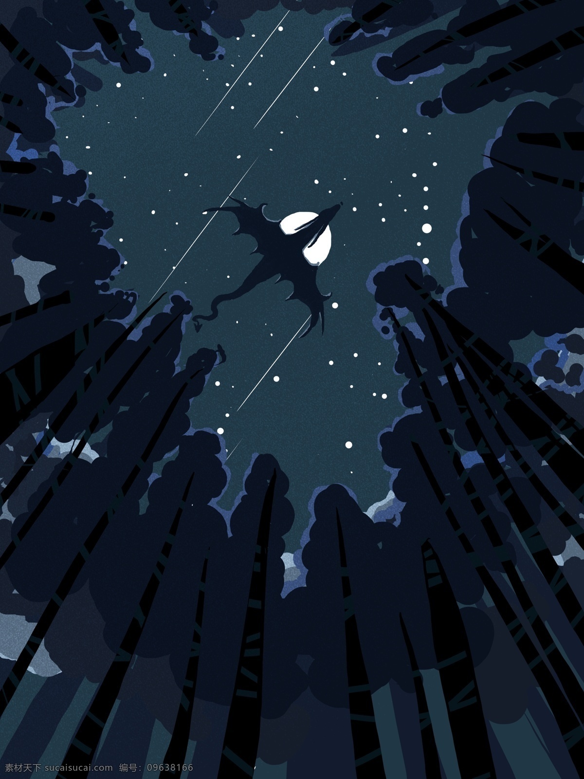 星空 插画 治愈 系 仰望 看 神龙 星空插画 仰望星空 鲸鱼 治愈系 手绘