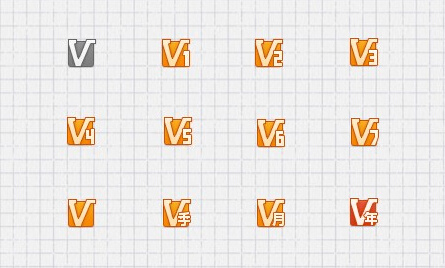 金色 v 形 等级 图标 等级图标 精致 可爱 金色色调 v形 ui设计 图标设计