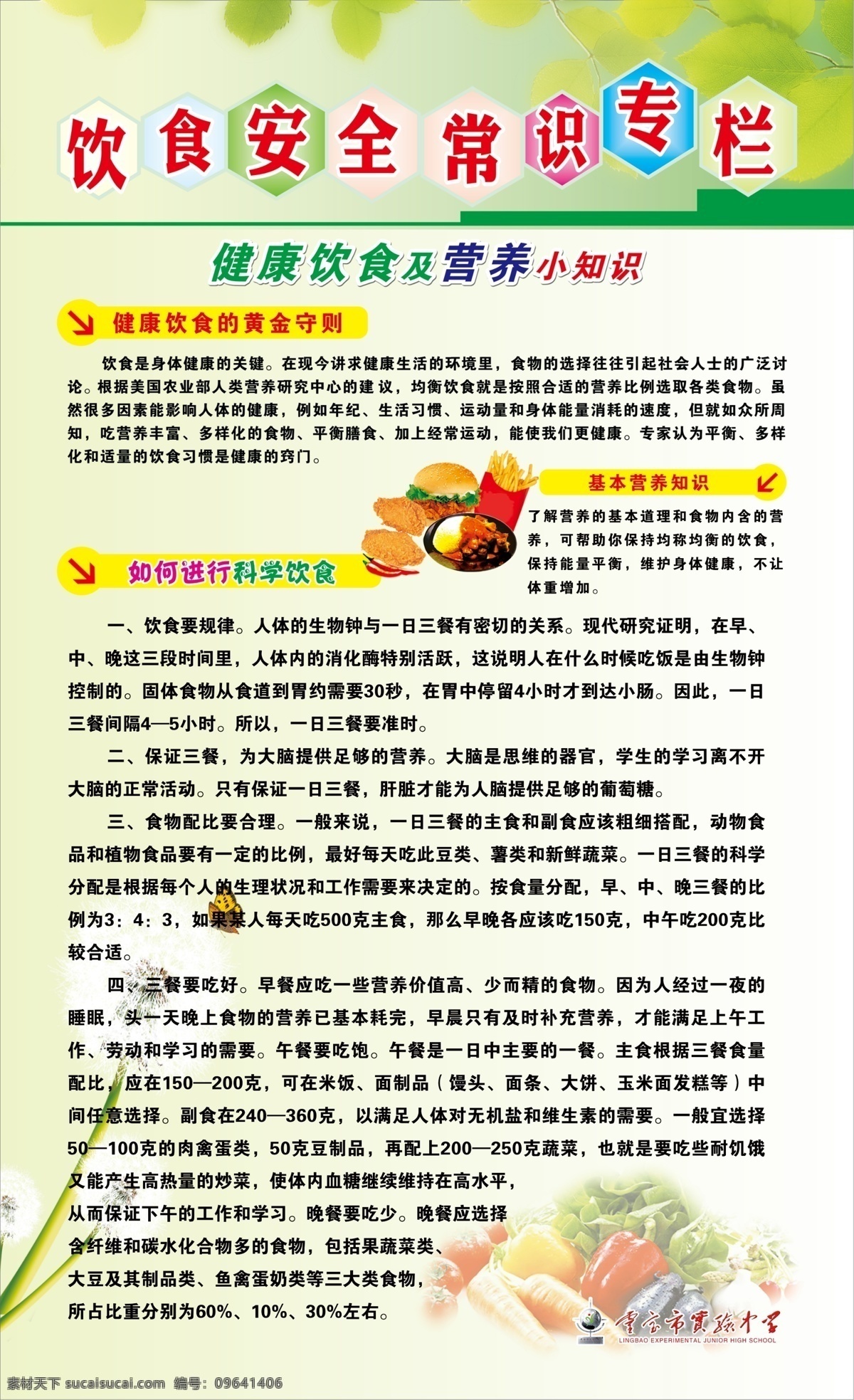饮食 安全 常识 专栏 饮食安全 常识专栏 展板 背景 版面 健康 学校类 分层