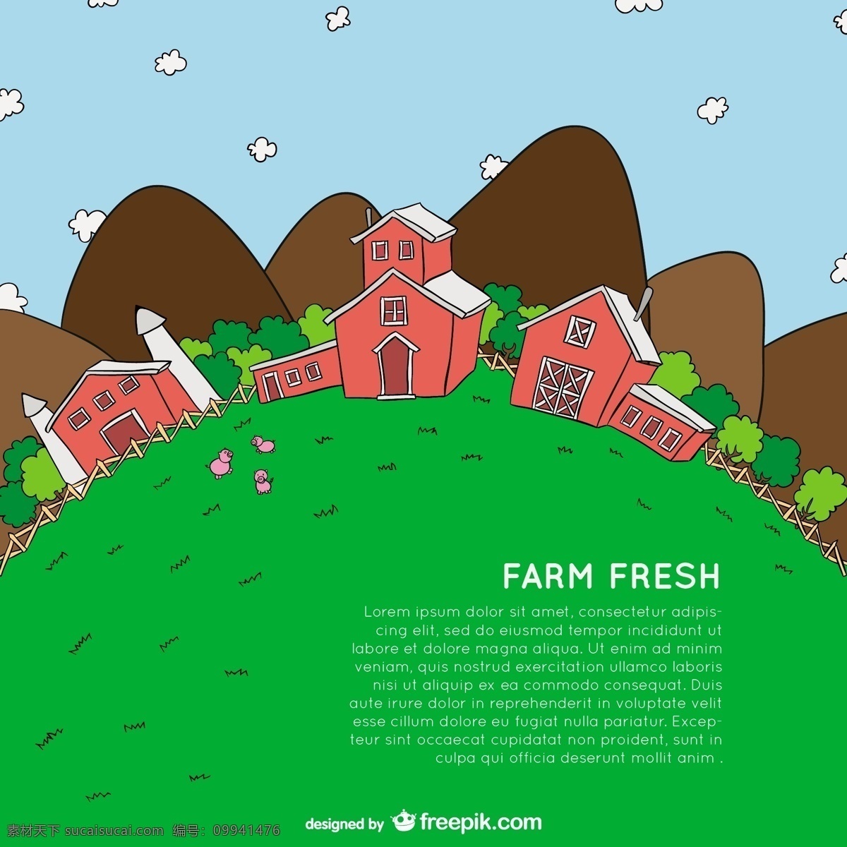农场 的卡 通 模板 卡通 农民 农业 农田 绿色