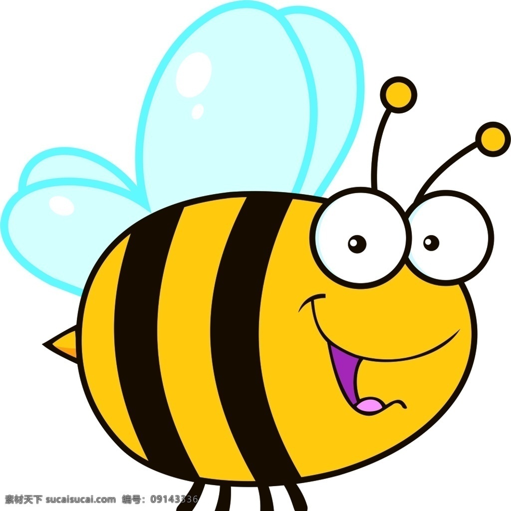 卡通小蜜蜂 卡通 可爱 蜜蜂 勤劳的蜜蜂 黄色 矢量图