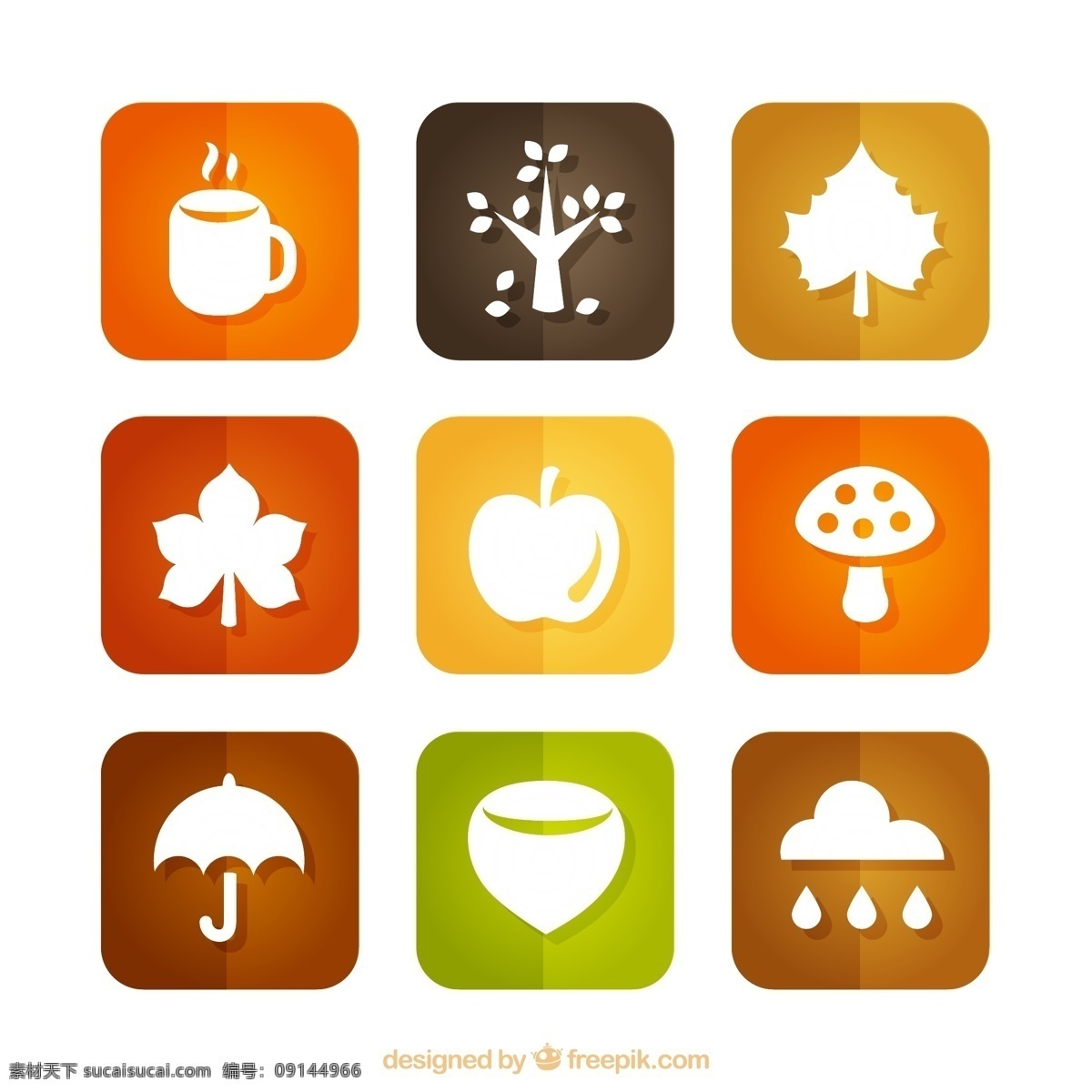 秋季 元素 图标 茶杯 树木 树叶 枫叶 苹果 蘑菇 矢量 高清图片