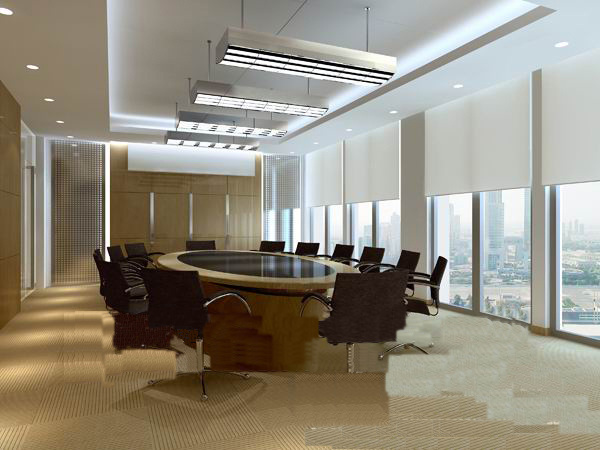 现代 气息 落地窗 大气 会议室 不锈钢吊灯 办公室 max 灰色