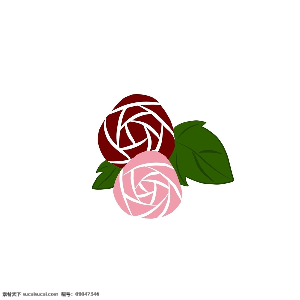 扁平 风 红粉 双色 玫瑰花 小 元素 扁平风 玫瑰图案 花 小清新