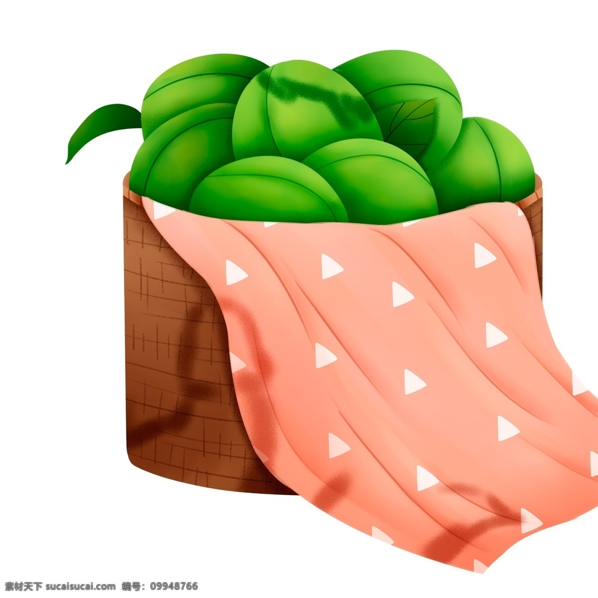 篮子 里 西瓜 插画 植物 水果 梅子 卡通 彩色 小清新 创意 手绘 绘画元素 现代 简约 装饰 图案