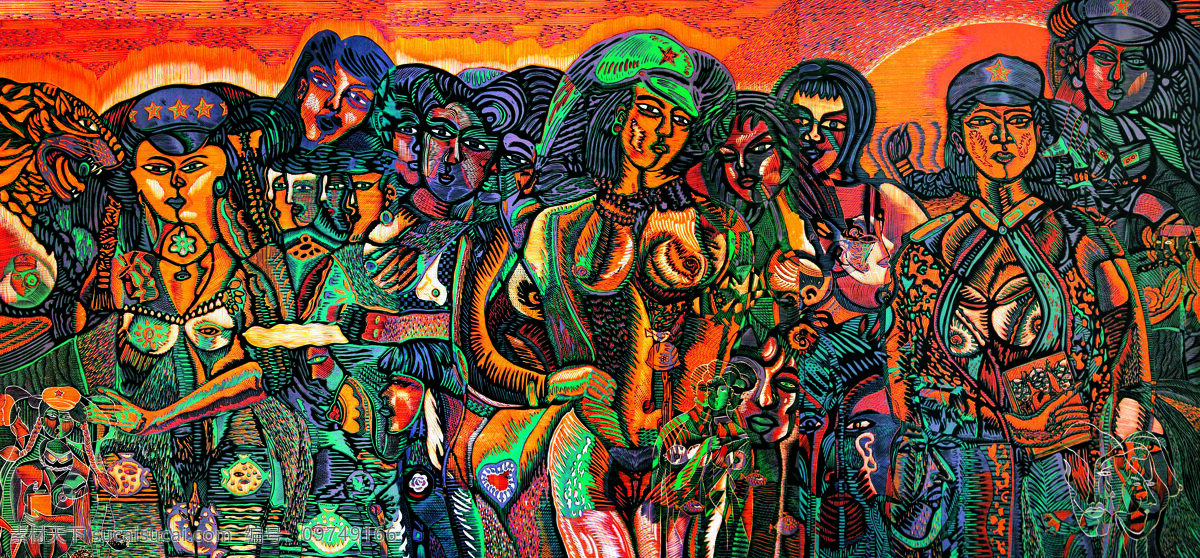 版画 大地 动物 绘画书法 美术 女人 女子 青涩 记忆 设计素材 模板下载 青涩的记忆 女红军 红霞 版画艺术 版画专集 文化艺术
