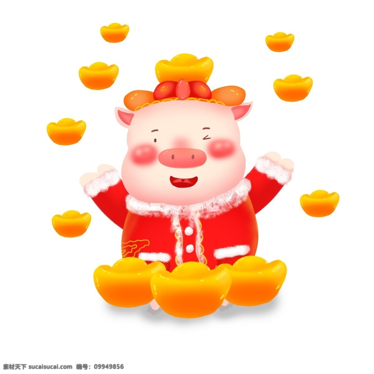 新年 可爱 猪 立体 ip 卡通 形象 喜庆 插画 商用 可爱猪 可商用