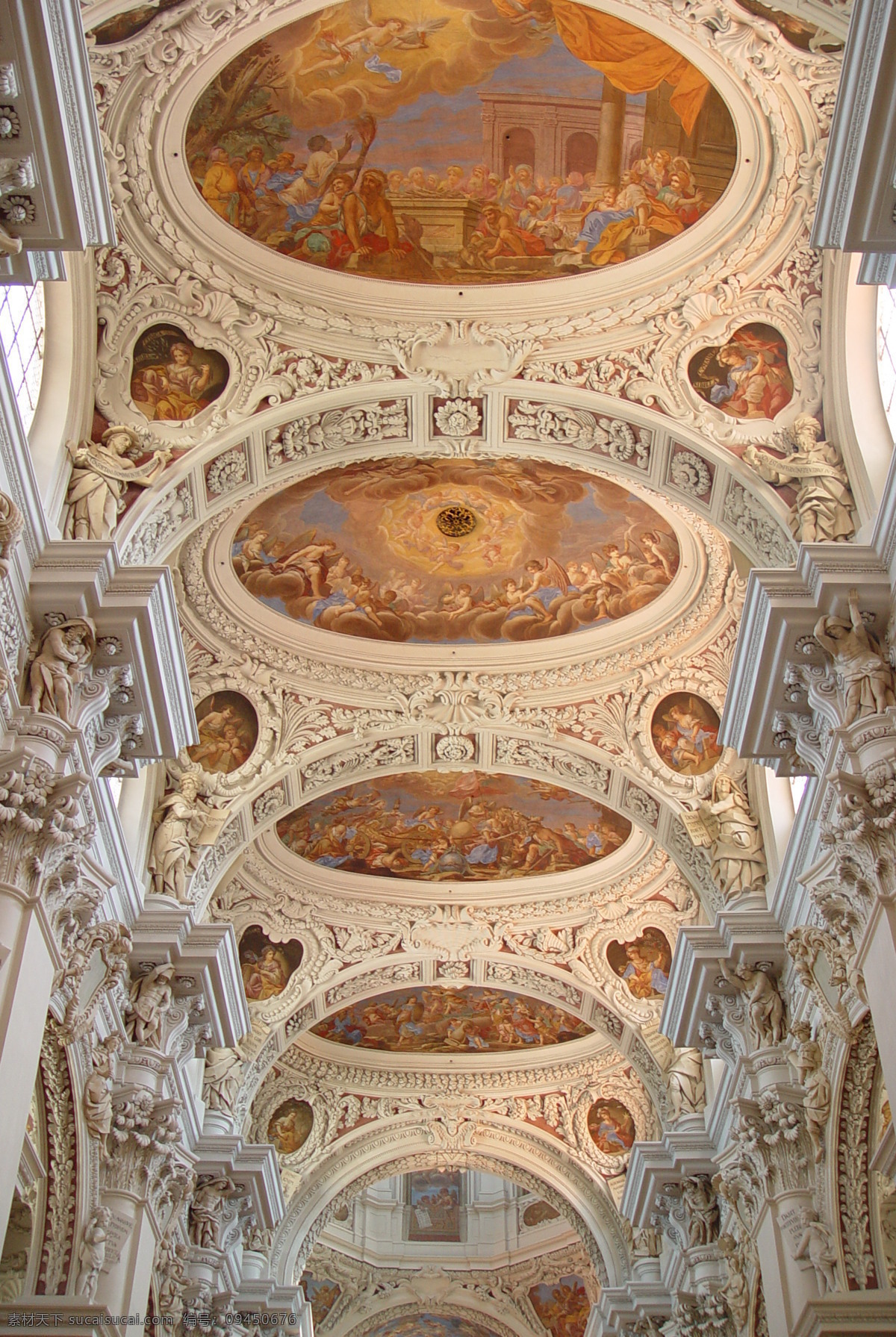 欧洲 教堂 天顶 画 壁画 巴洛克 油画 文化艺术 绘画书法 设计图库
