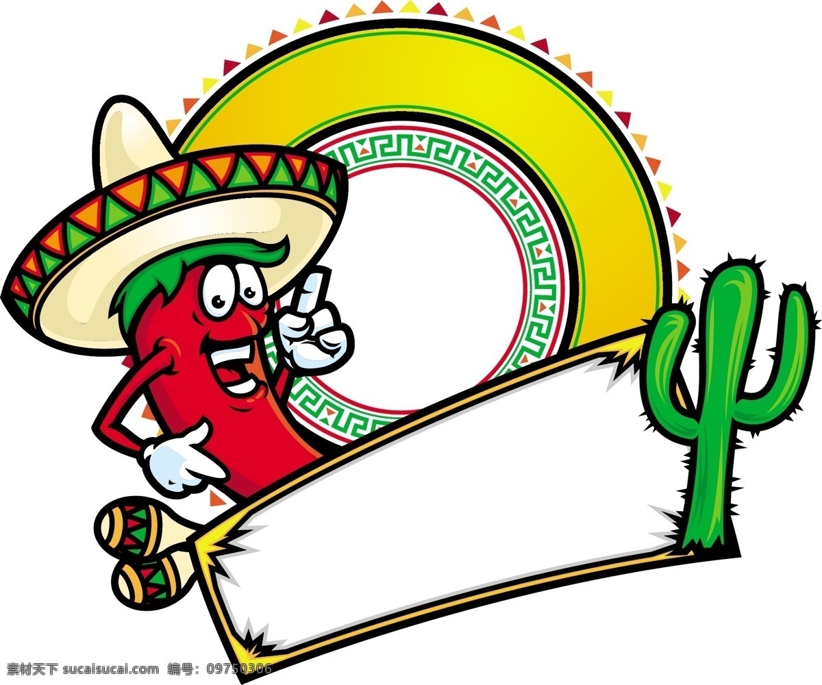 卡通 风格 插图 墨西哥 主要 载体 材料 仙人掌 领先的 mexic 矢量图 其他矢量图