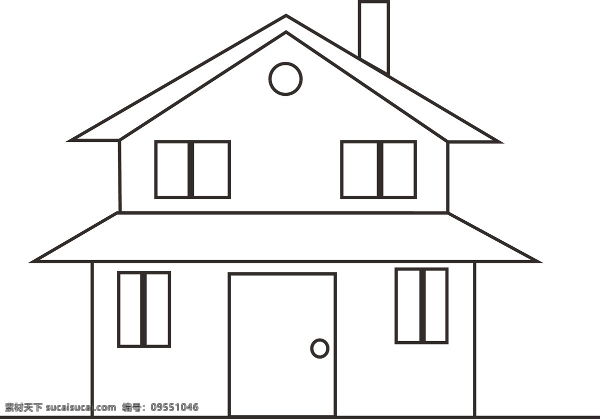 简约 黑色 线条 房屋 简 笔画 简约的 黑色线条 简笔画 扁平风 带窗子 烟囱 实用的 装饰 双层小洋房