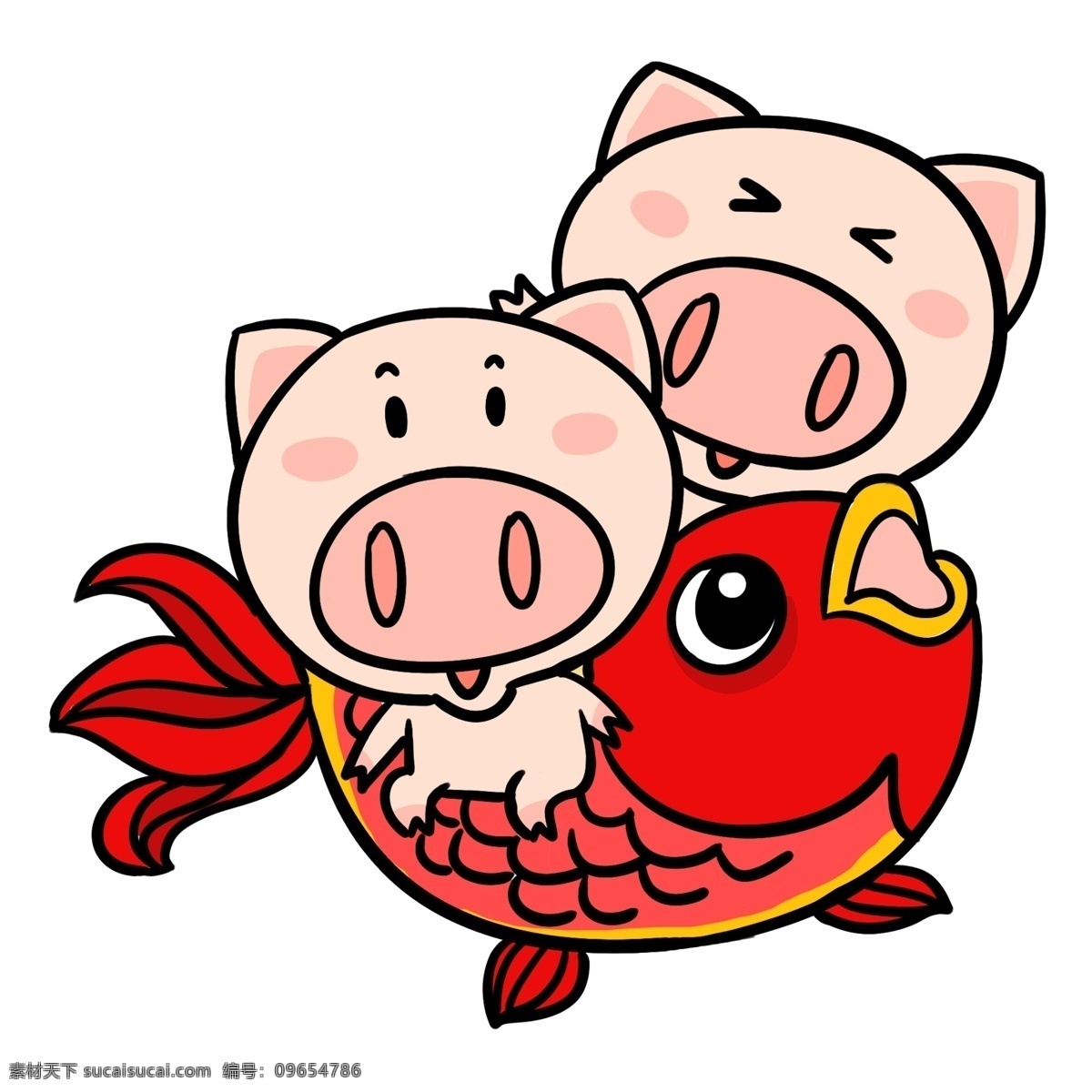 锦鲤 可爱 卡通 猪 插画 贺 新年 合集 挑灯笼的小猪 对联 小 锦鲤小猪 吉星高照 飞翔小猪