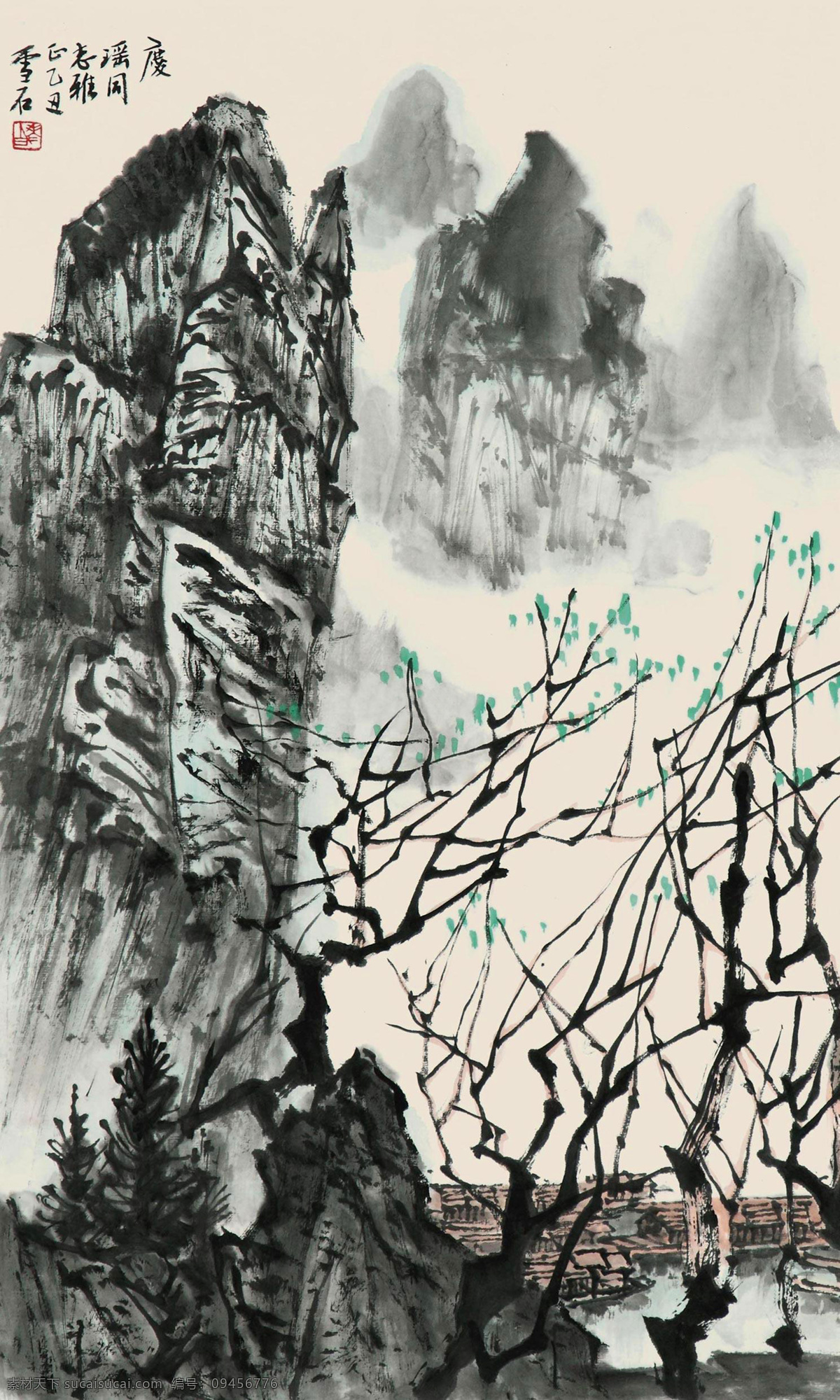 桂林山水 国画 绘画书法 漓江 山水 山水画 水墨画 设计素材 模板下载 漓江山水 白雪石 渔船 群峰 写意 中国画 文化艺术