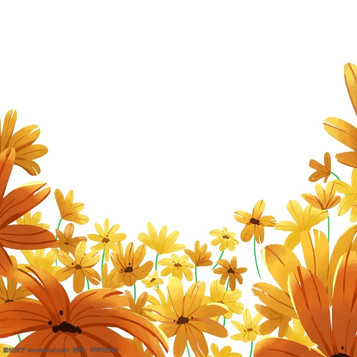 橙色 创意 植物 元素 纹理 开花 花朵 绽放 大自然 风景 景色 装饰