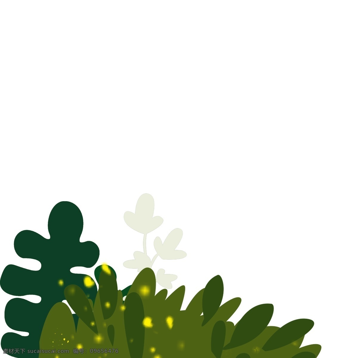 卡通 绿色 叶子 花朵 免 扣 图 绿色叶子 白色花朵 卡通植物 免扣图 卡通绿色 植物 叶子花朵