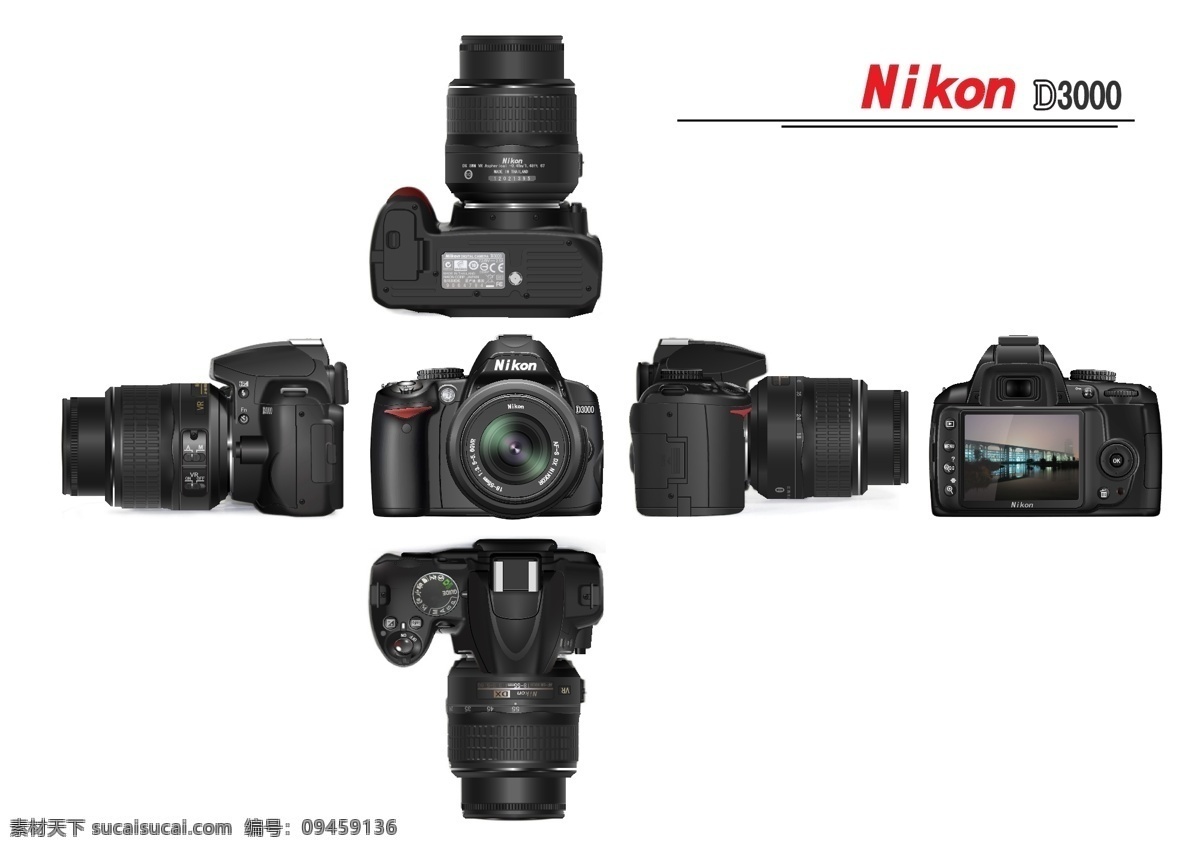 数码相机 六视图 三视图 尼康 单反 nikon 高科技 现代科技 数码产品