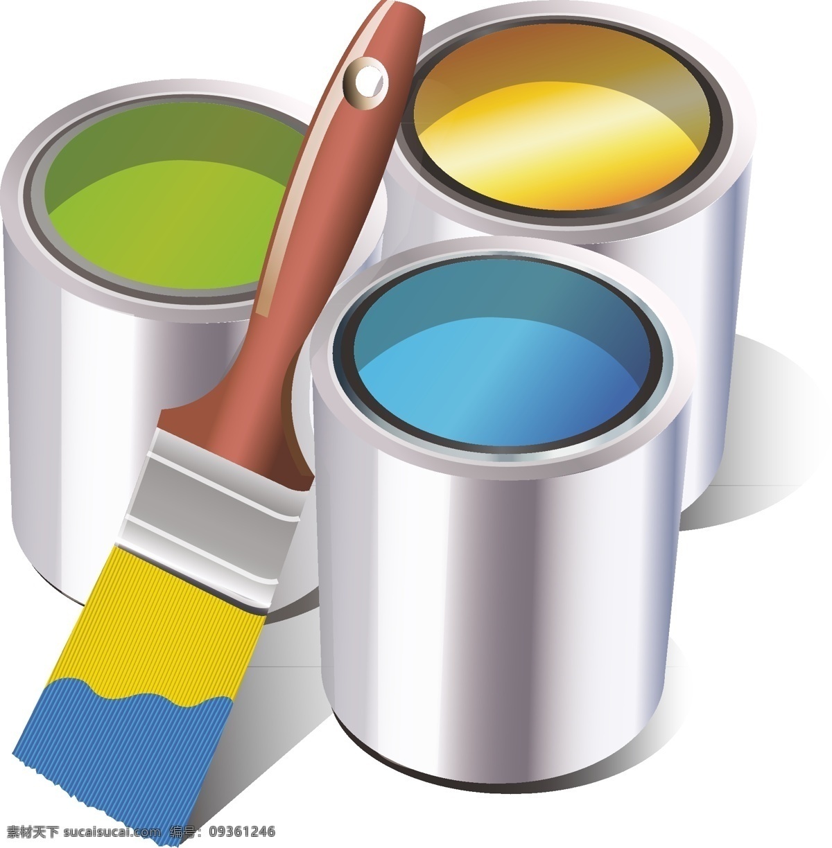 矢量 银色 油漆桶 元素 手绘 彩色油漆 ai元素 免扣元素
