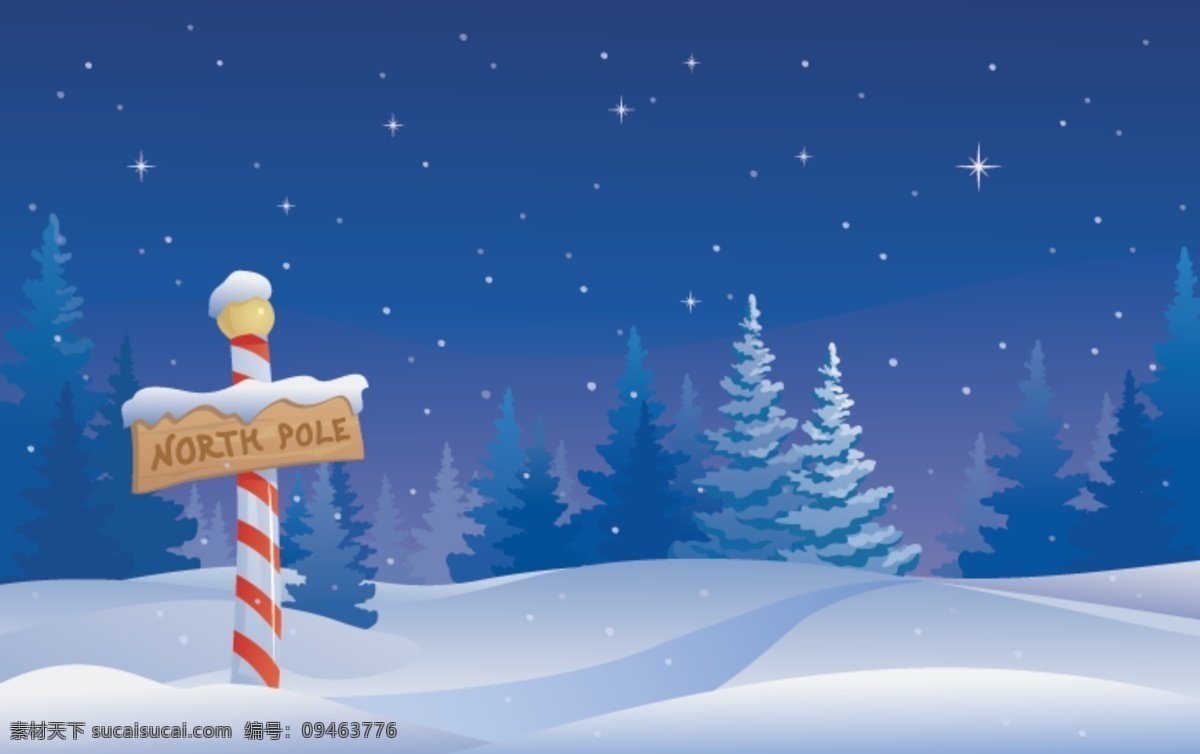 精美 雪夜 原野 插画 迷人的夜色 美丽 美景 网页素材 网页模板