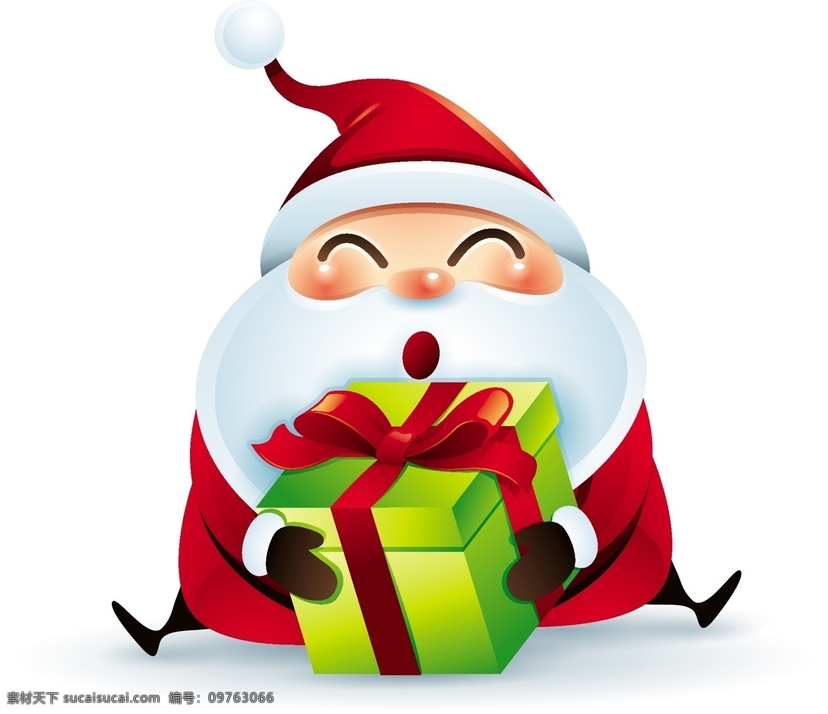 礼物 圣诞节 老人 矢量 礼物盒 蝴蝶结 红色 白胡子 卡通 人物 形象 节日 装饰
