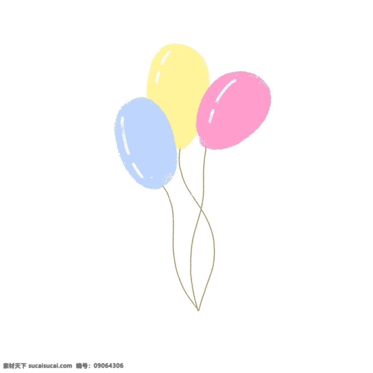聚会 彩色 气球 生日 红黄蓝 圆形 插画 手绘 免抠图 小清新 卡通 简笔画