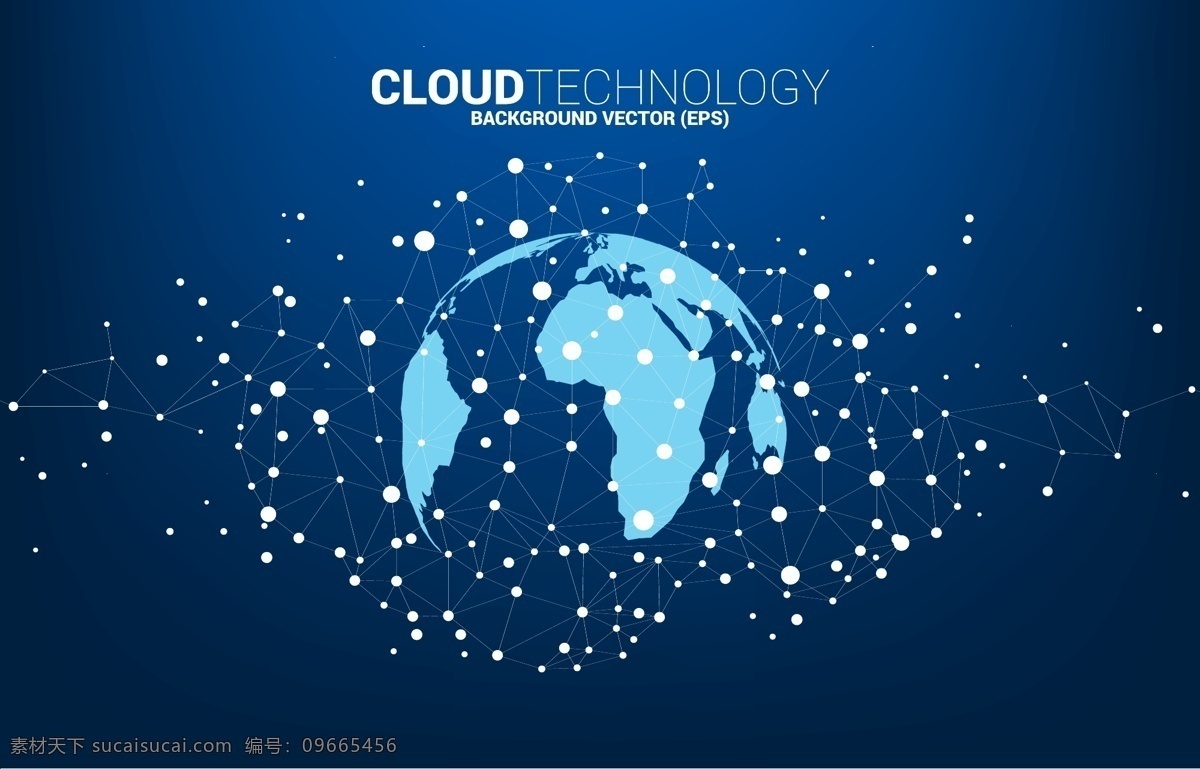 地球 科技 云 计算 点线 连接 格式 模板 蓝色 it 物联网 大数据 矢量素材 现代科技