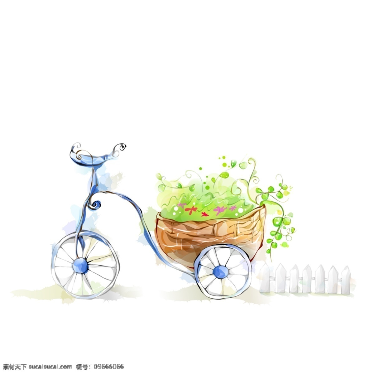 自行车花盆 自行车 花朵 花盆 唯美 浪漫