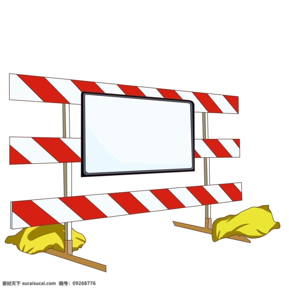 路障 封闭 禁止 标志 安全 交通 障碍 限制 施工 保护 路标 警示牌 黄色沙袋插画